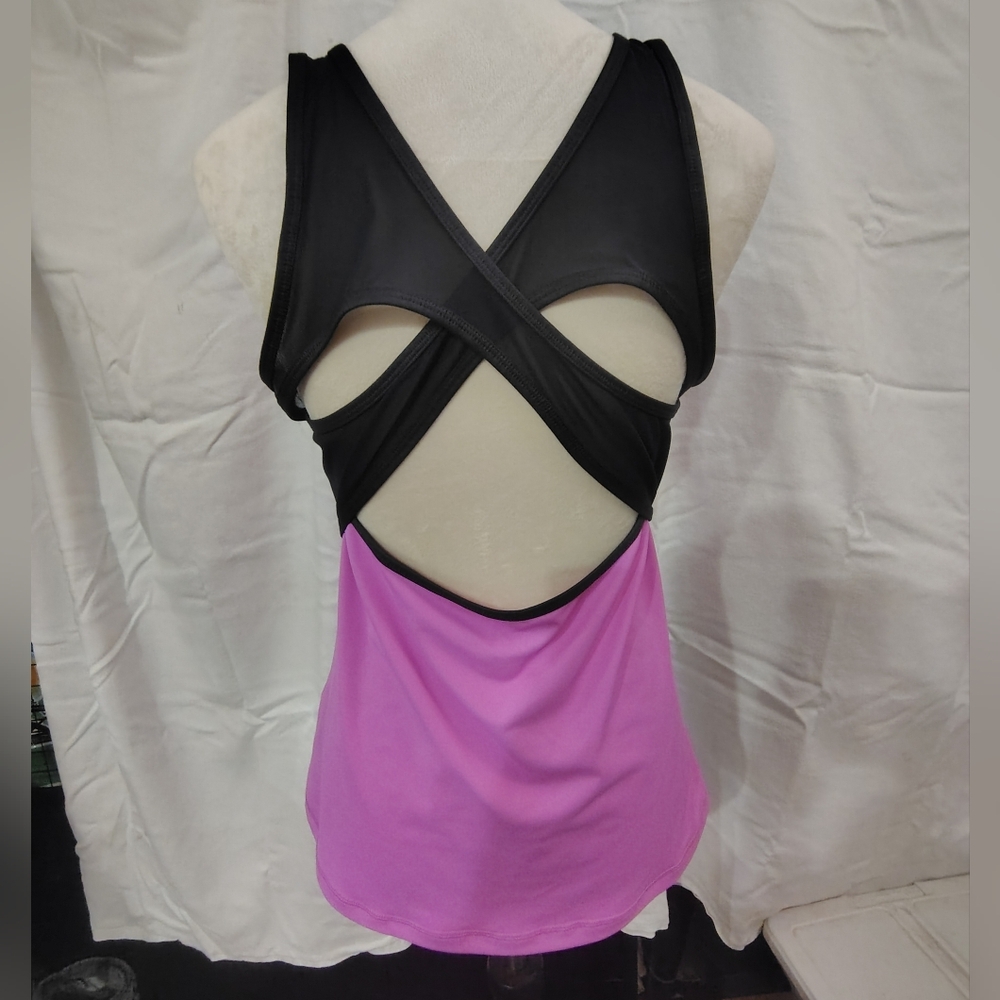 Fila Black and Pink Cross-Back Tank Top